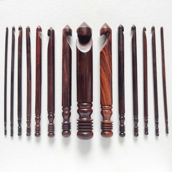 Wooden 15 Crochet Hook set Premium Wood