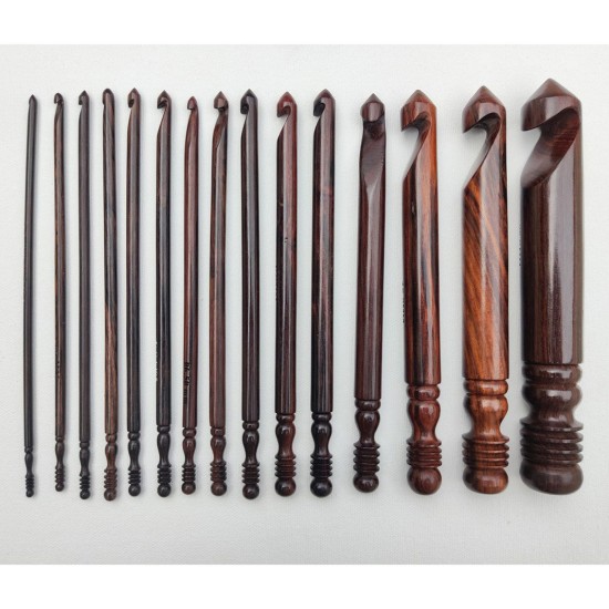 Wooden 15 Crochet Hook set Premium Wood