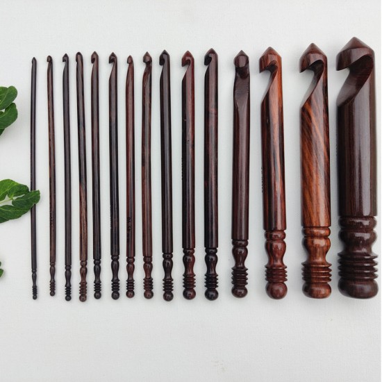 Wooden 15 Crochet Hook set Premium Wood