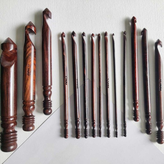 Wooden 15 Crochet Hook set Premium Wood