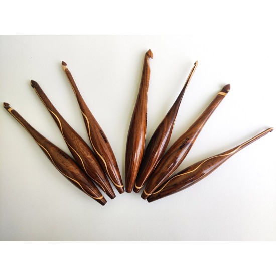 Multi Wood Sheesham Crochet Hooks Set 7 Pcs 